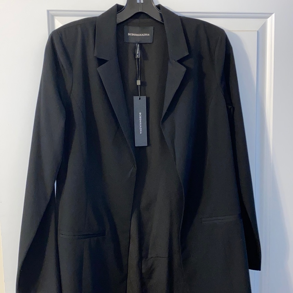 BCBGMAXAZRIA Woven Boyfriend Blazer in Black